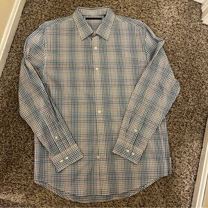 Perry Ellis Shirt Adult XL Blue & Red Button Up Long Sleeve Shirt
